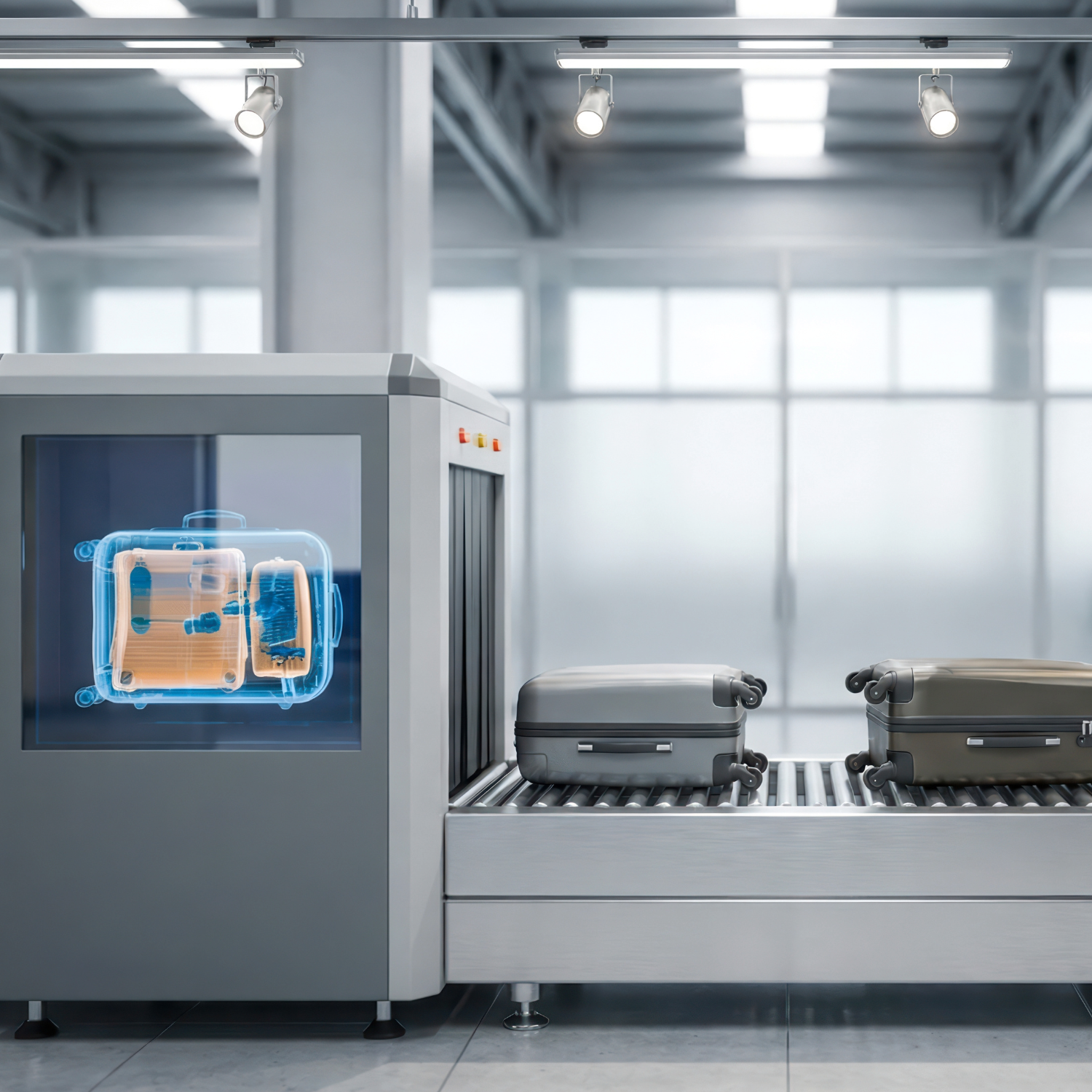 Airport security checkpoint — baggage screening lane